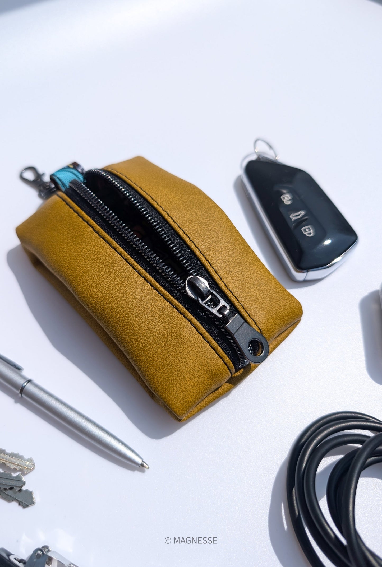 Magnesse Key Pouch - Mustard - Premium Vegan Leather & Canvas