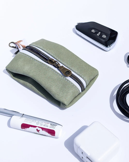 Magnesse Key Pouch - Sage Green - Premium Vegan Leather & Canvas