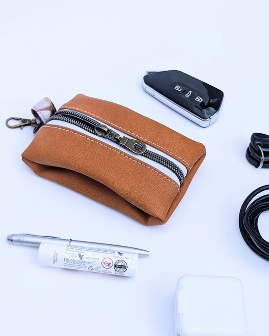 Magnesse Key Pouch - Pumpkin Spice - Premium Vegan Leather & Canvas