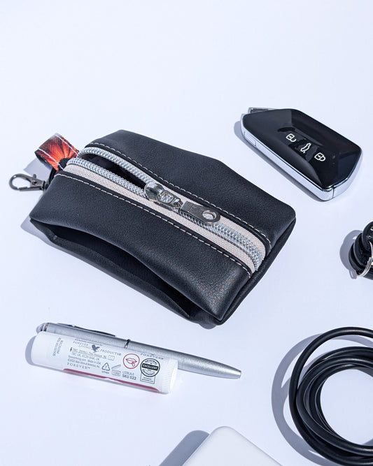 Magnesse Key Pouch - Anthracite - Premium Vegan Leather & Canvas