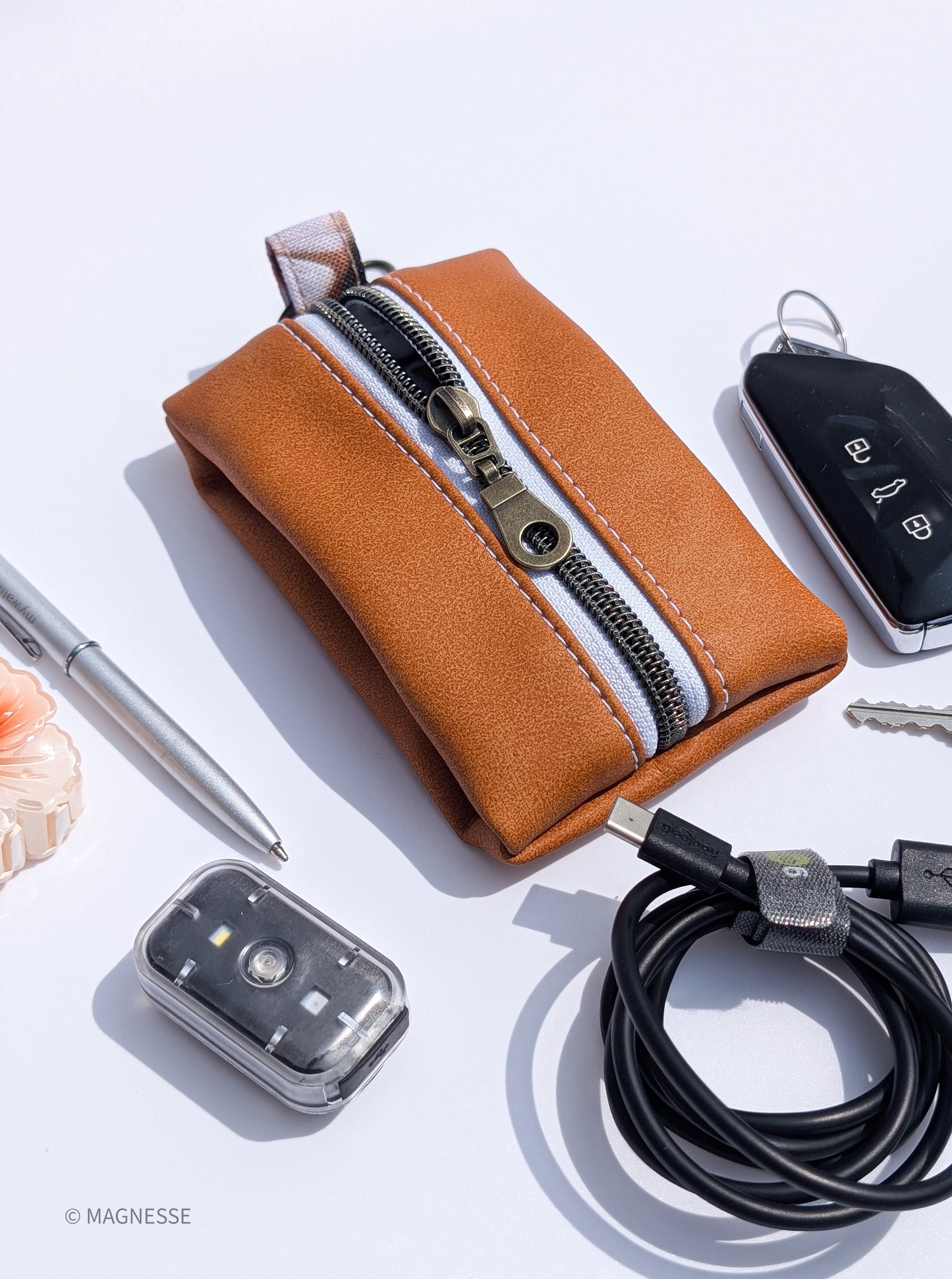 Magnesse Key Pouch - Pumpkin Spice - Premium Vegan Leather & Canvas