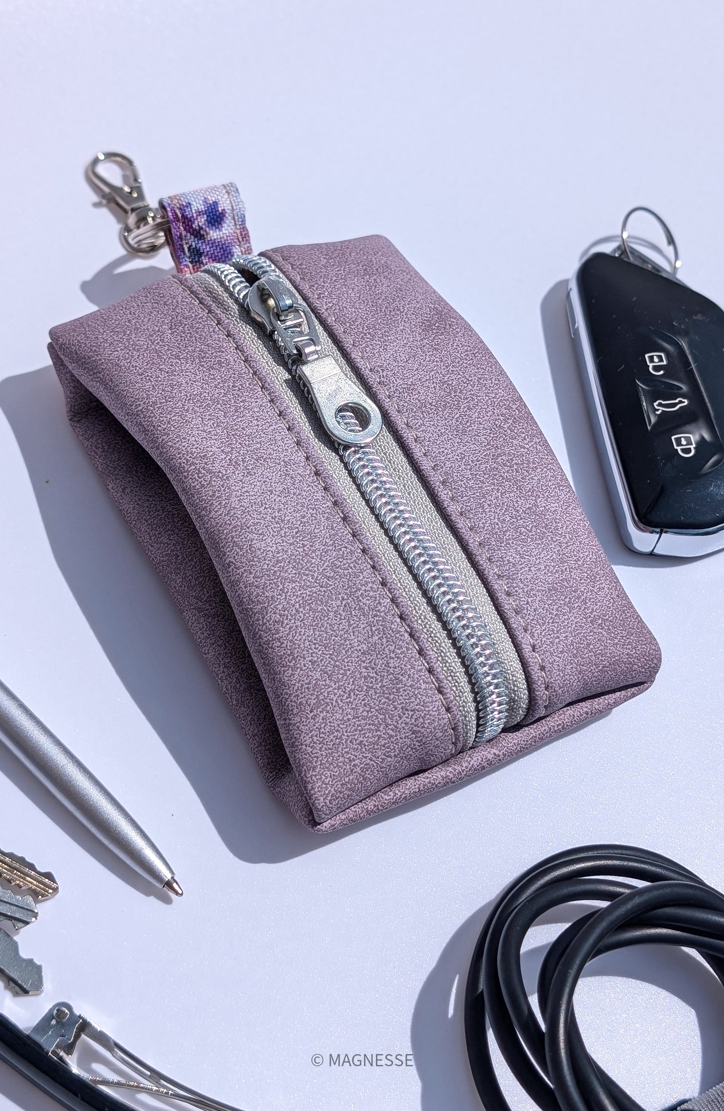 Magnesse Key Pouch - Lavender - Premium Vegan Leather & Canvas