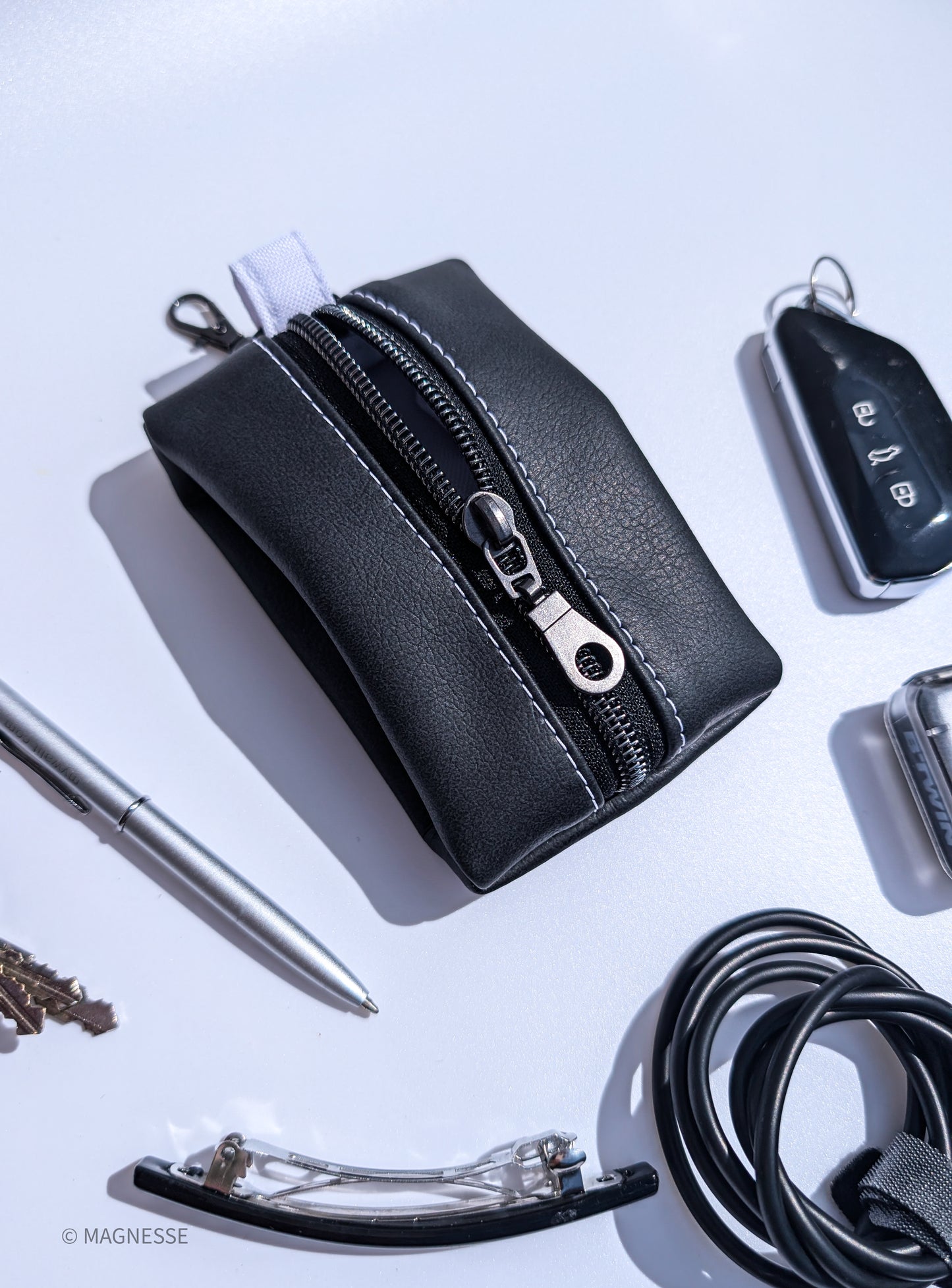 Magnesse Key Pouch - Anthracite - Premium Vegan Leather & Canvas